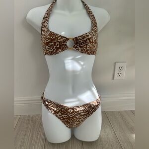 Diane von Furstenberg Cheetah Print Bikini Set with gold detailings!